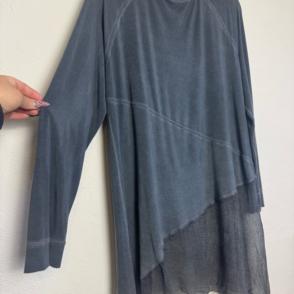 Soft Surroundings Washed Charcoal Layered Long Sleeve Tee - Picture 5 of 6